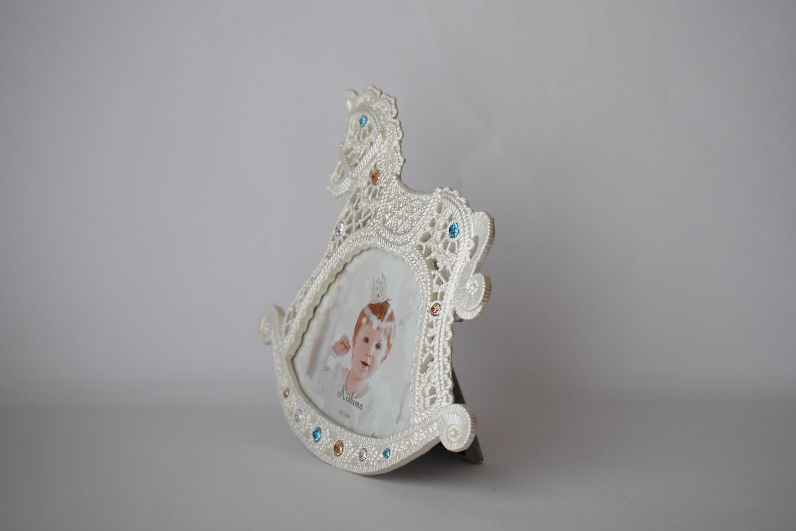 ベビーフォトフレーム】フォトフレーム 馬車（ホワイト）写真たて