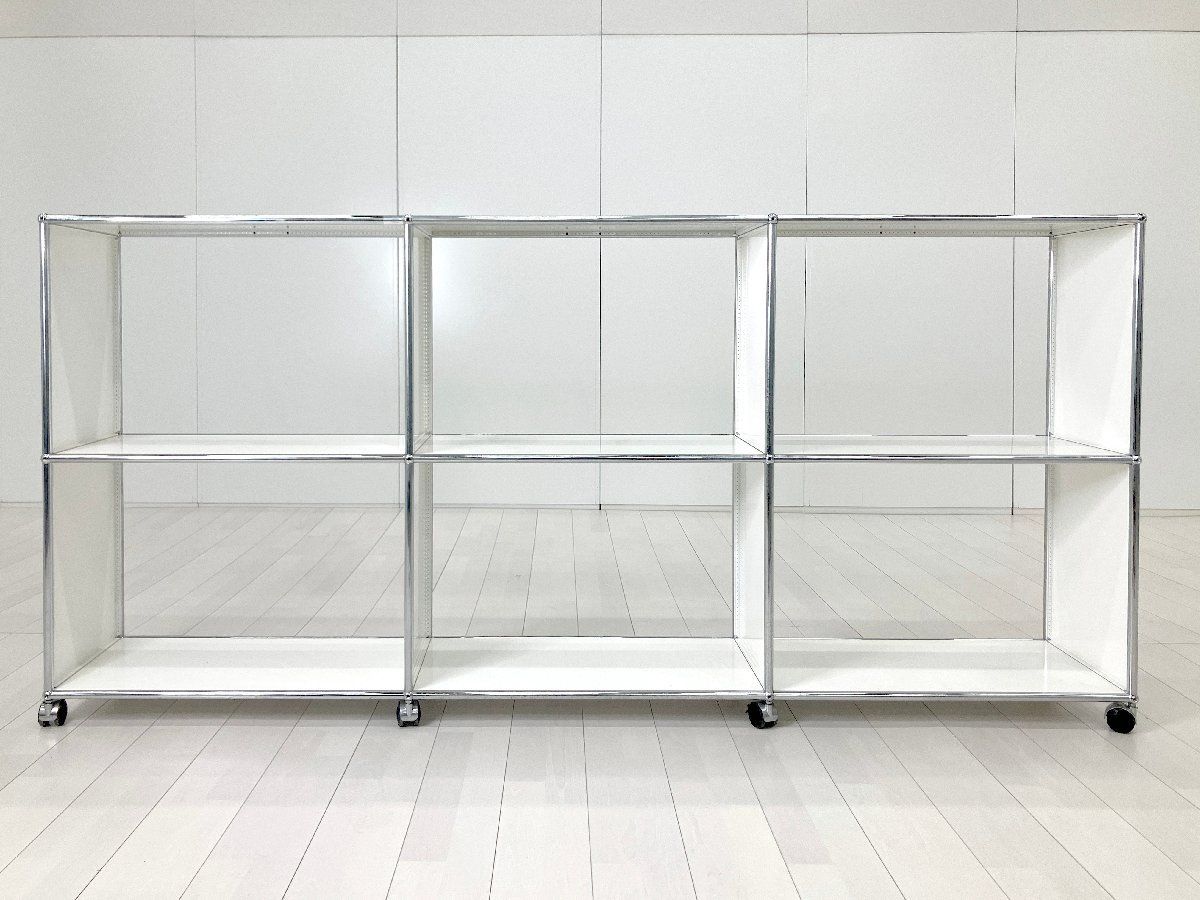 USMハラー□3列2段 キャスター付きオープンシェルフ□ピュアホワイト