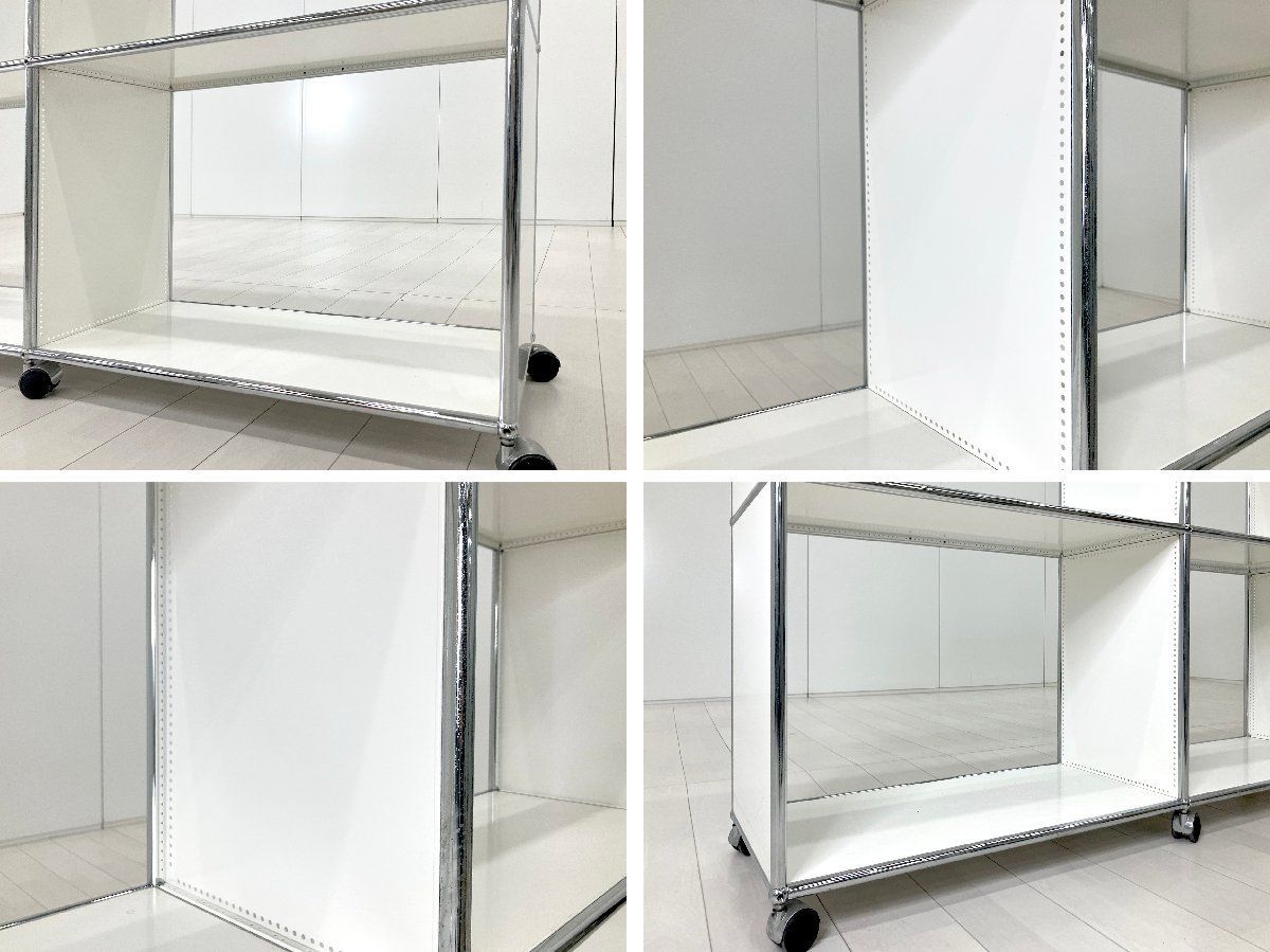 USMハラー□3列2段 キャスター付きオープンシェルフ□ピュアホワイト