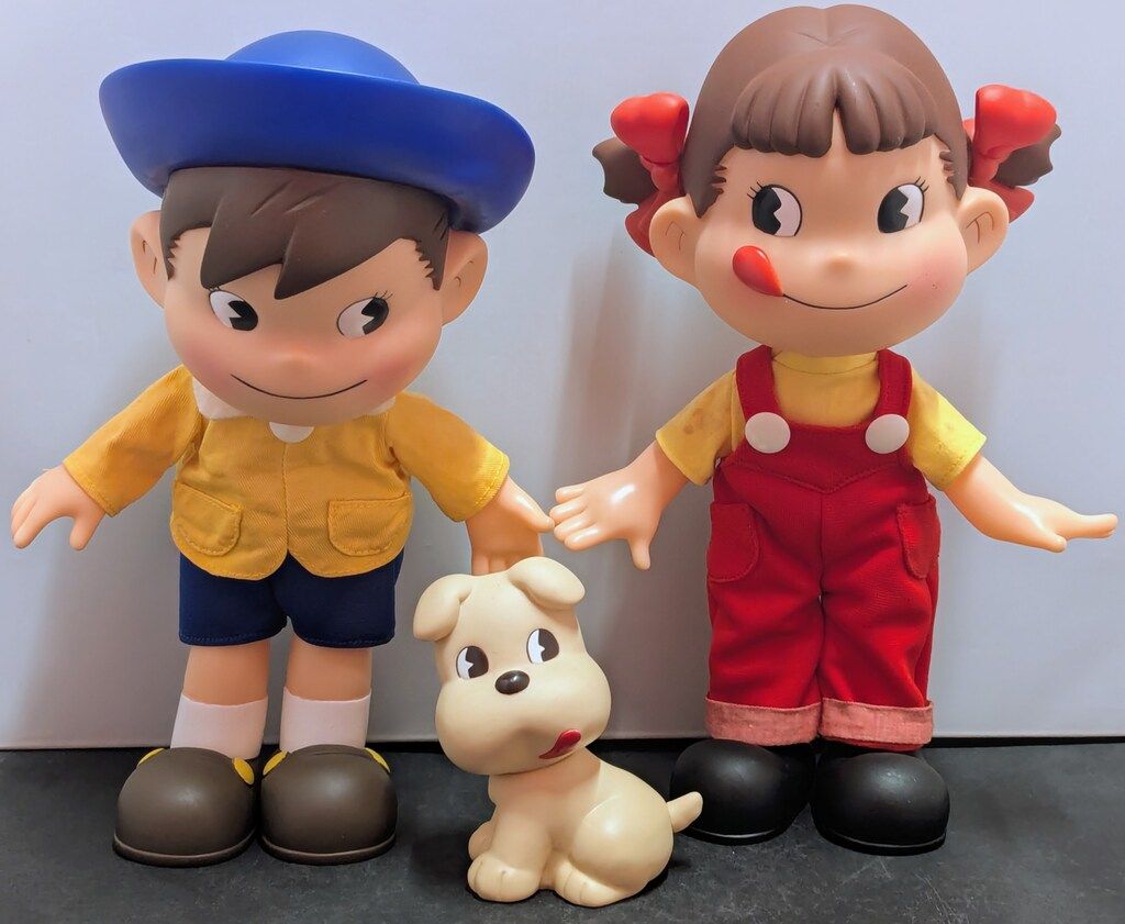 不二家 人形/ペコちゃん ペコポコドッグ人形セット 当選品 H280mm