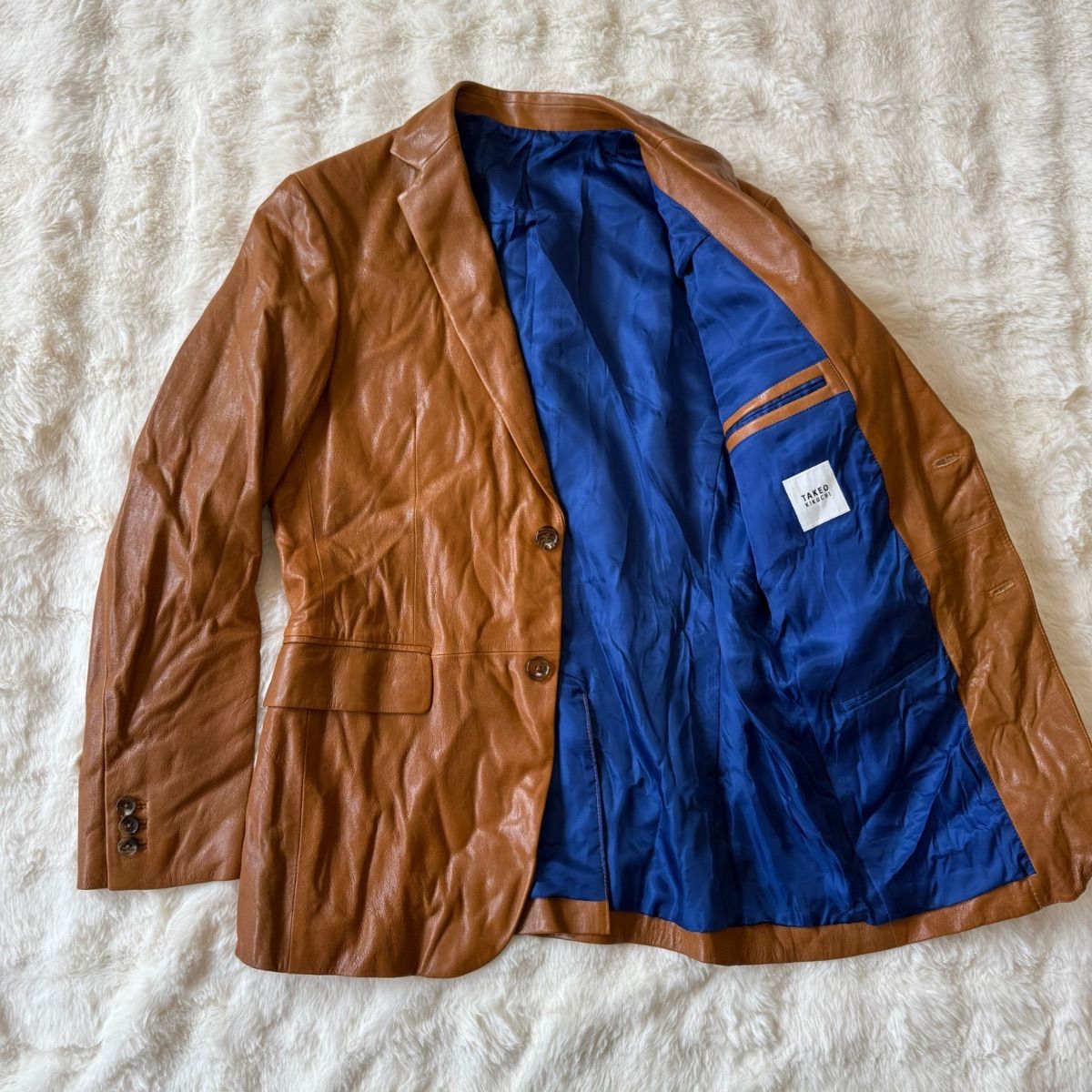 TAKEOKIKUCHI ブラウンレザージャケット TAKEO KIKUCHI 本革 レザージャケット ブラウン テーラード 羊革 日本