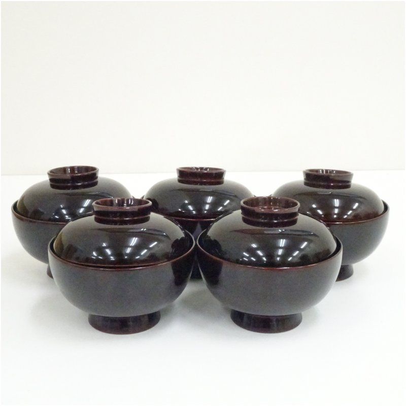 大峰造 溜塗紅葉蒔絵吸物椀5客（共箱） 吸い物椀 和食器 おしゃれ