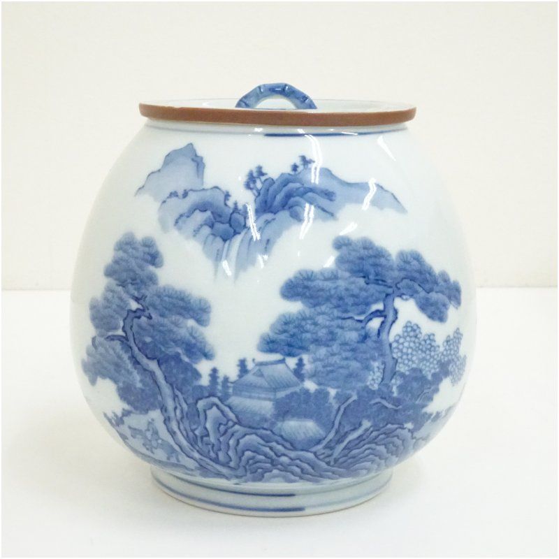 京焼 明泉造 染付水指（共箱） 水指し 茶道 茶道具 おしゃれ 水差し