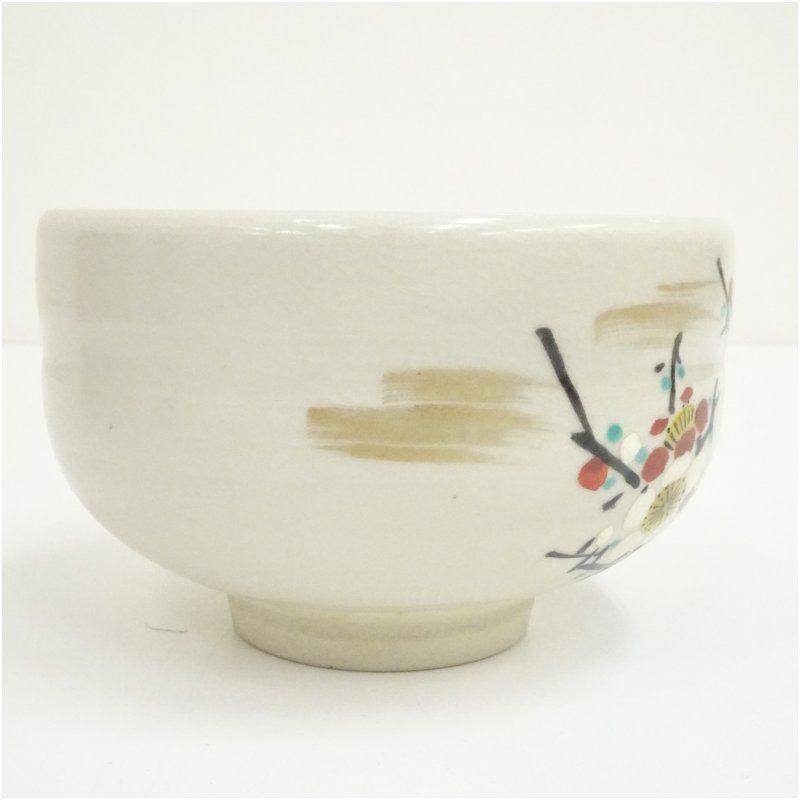 九谷焼 峰仙造 梅之図茶碗（共箱） 茶道 抹茶 おしゃれ 抹茶茶碗 抹茶