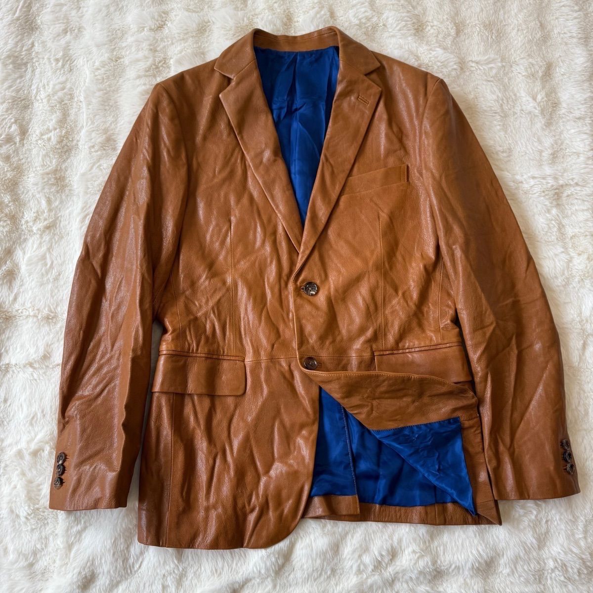 新品　TAKEO KIKUCHI テーラードジャケット ブラウン TAKEO KIKUCHI 本革 レザージャケット ブラウン テーラード 羊革 日本