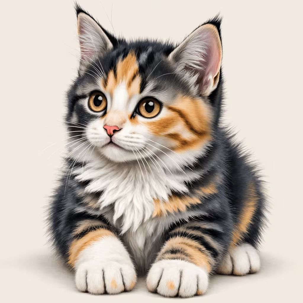 ステッカー 伏せをする三毛猫 バイク 車用 シール 12.7cm イラスト