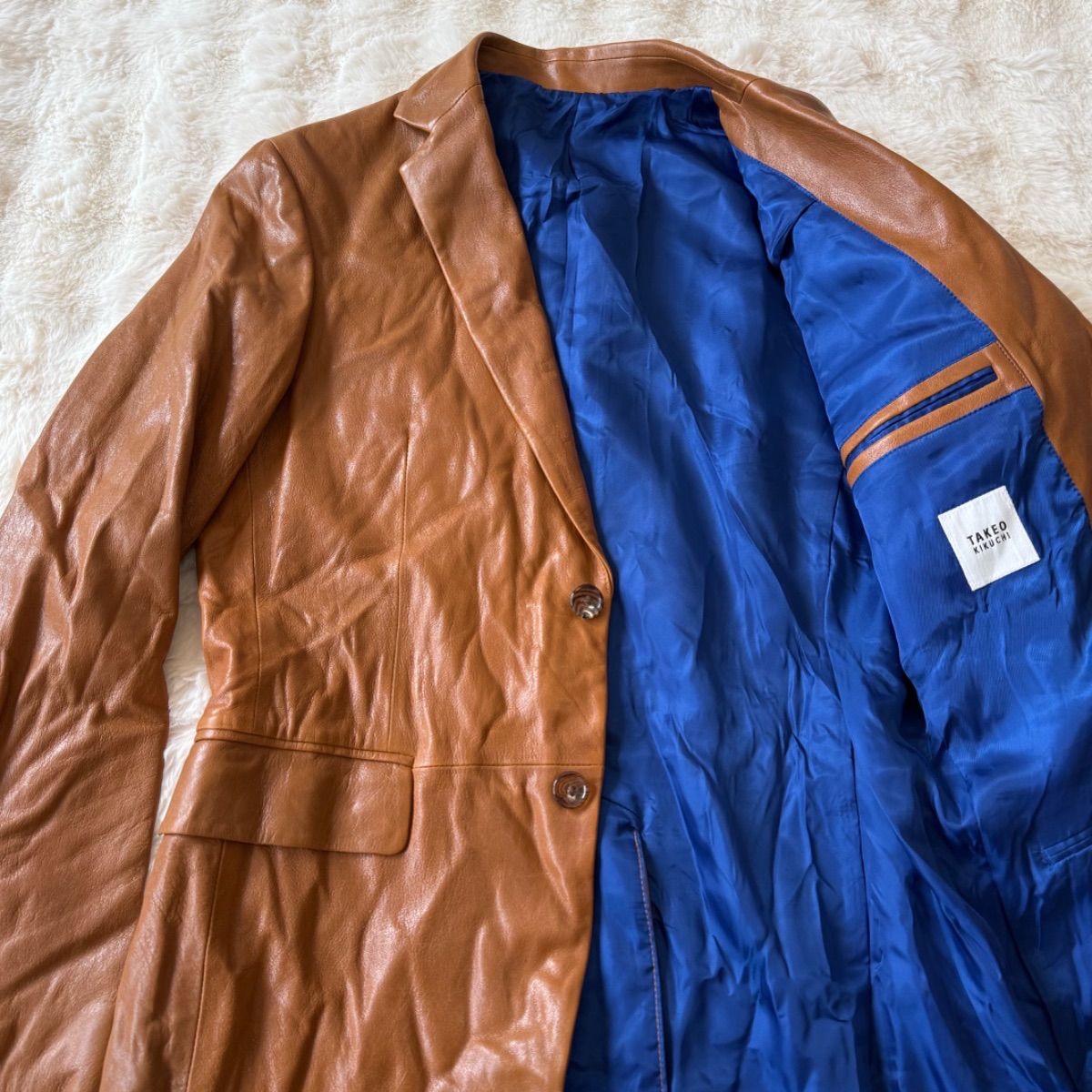 TAKEO KIKUCHI 本革 レザージャケット ブラウン テーラード 羊革 日本