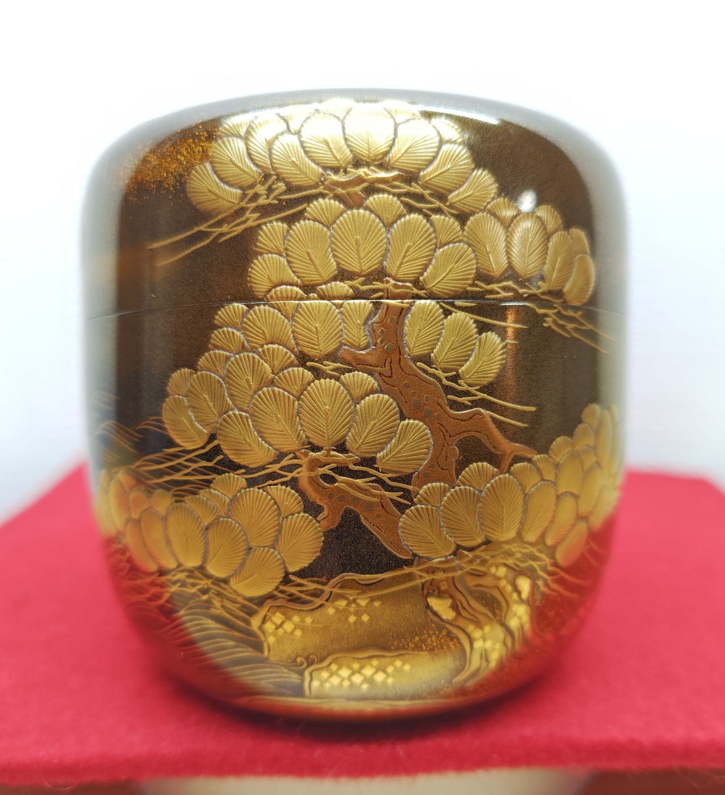 逢絢亭・中古品】茶道具 大棗 輪島塗 老松蒔絵 内梨地 最高峰蒔絵 盛り