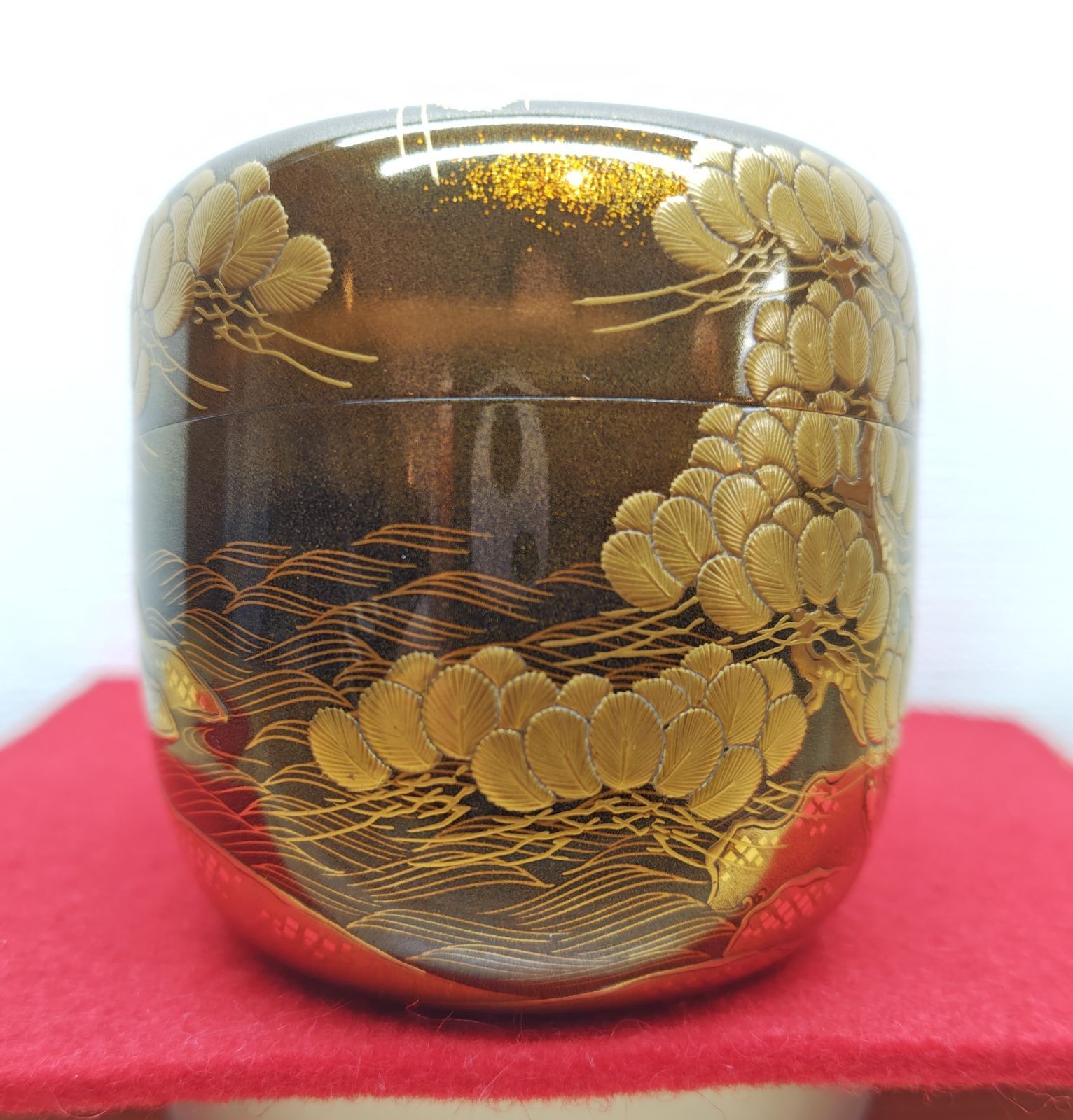 逢絢亭・中古品】茶道具 大棗 輪島塗 老松蒔絵 内梨地 最高峰蒔絵 盛り