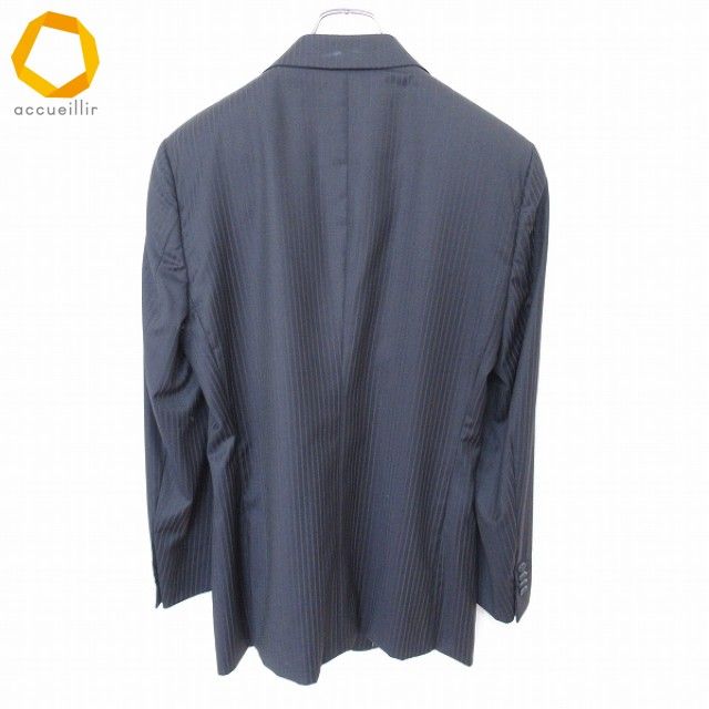 美品　ジョルジオ アルマーニ　テーラードジャケット　ストライプ柄　ロゴ入りボタン ジョルジオ アルマーニGIORGIO ARMANI ベロアストライプジャケット 黒