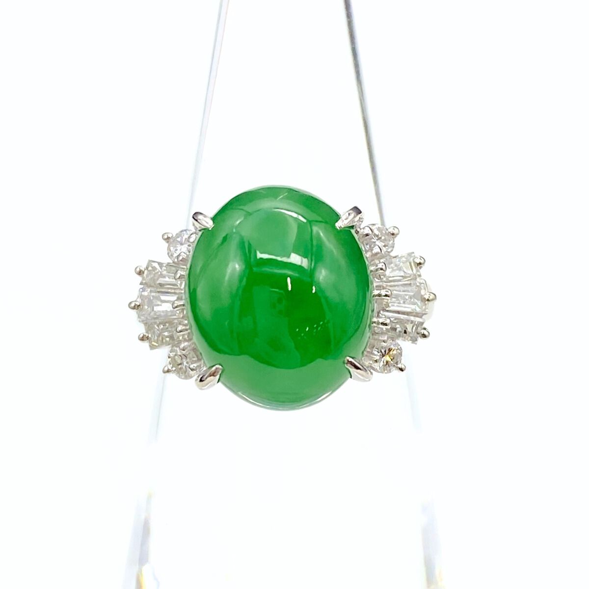 タサキ TASAKI 翡翠 デザインリング プラチナ 指輪 メレダイヤ リング 