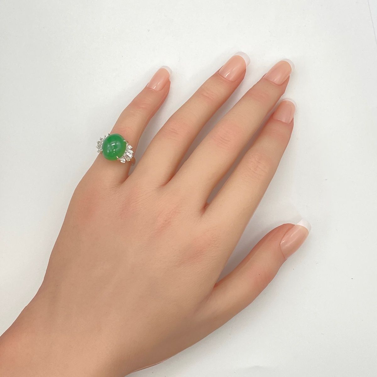 タサキ TASAKI 翡翠 デザインリング プラチナ 指輪 メレダイヤ リング 