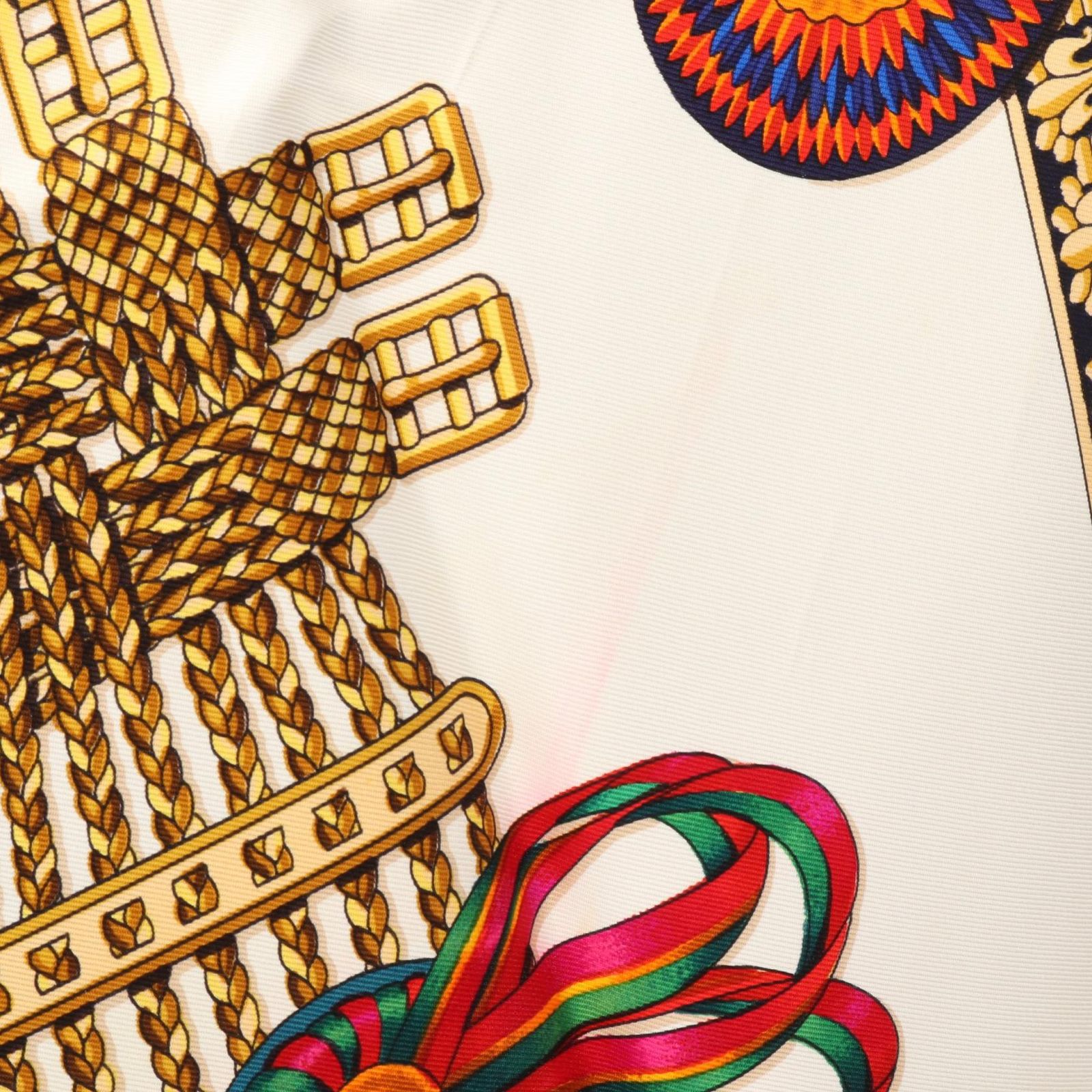 エルメス HERMES スカーフ カレ90 LES RUBANS DU CHEVAL シルク カレ90