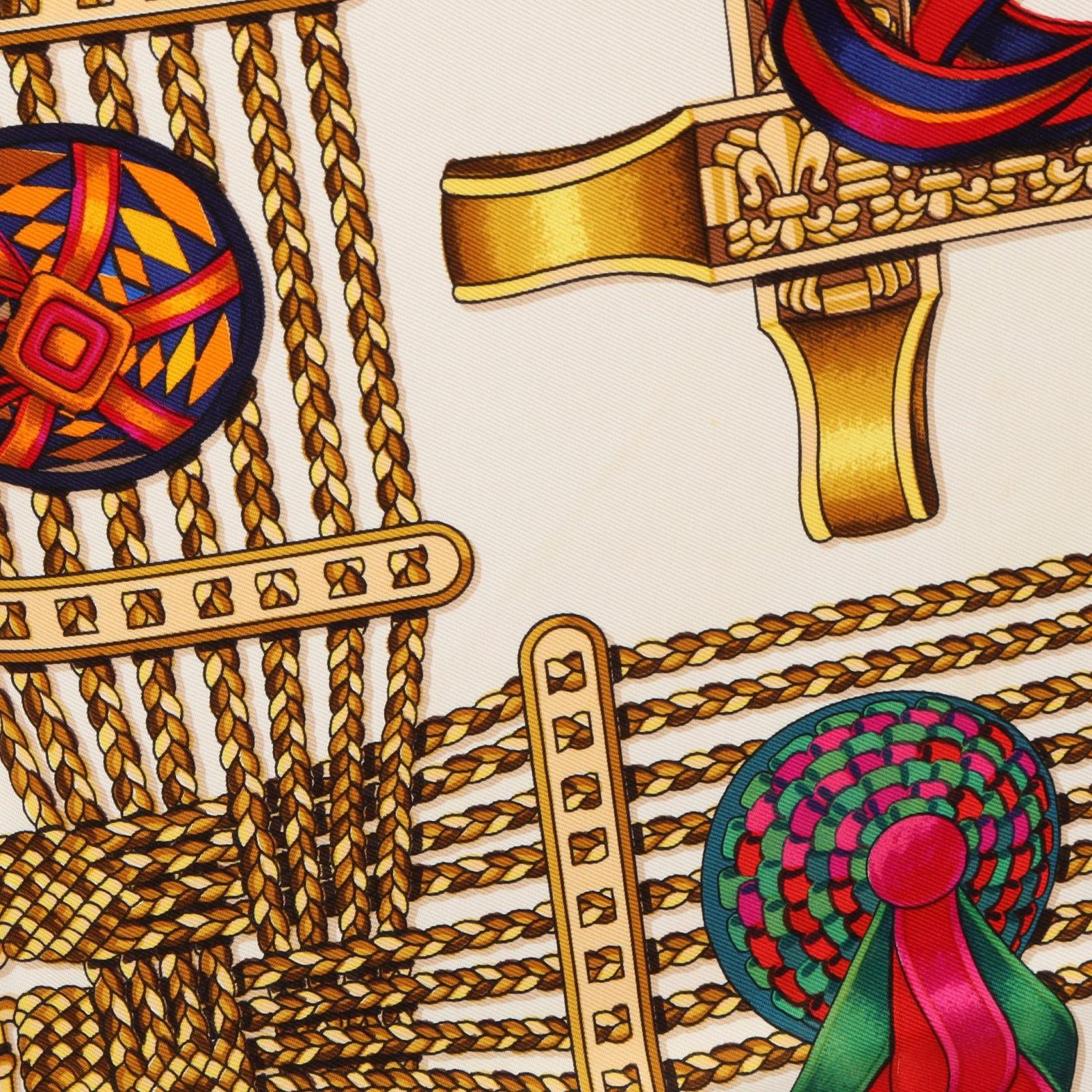 エルメス HERMES スカーフ カレ90 LES RUBANS DU CHEVAL シルク カレ90