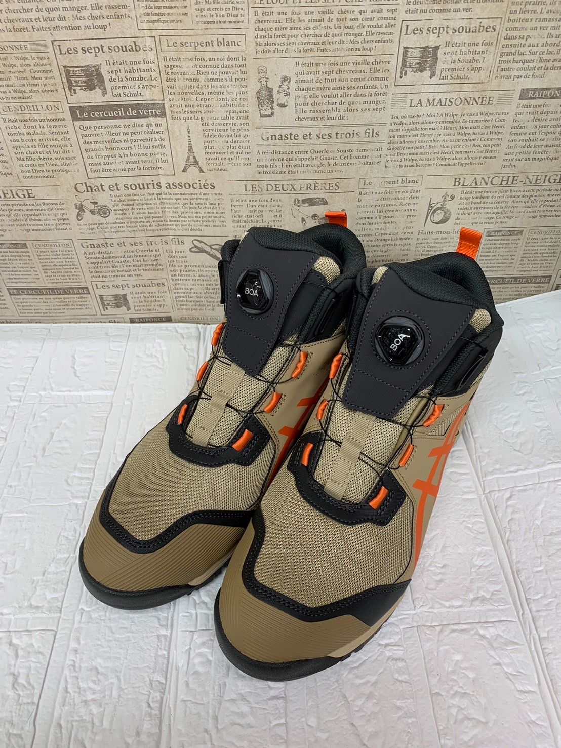 アシックス CP214 200カラー ウッドクレープ×ハバネロ 安全靴 安全