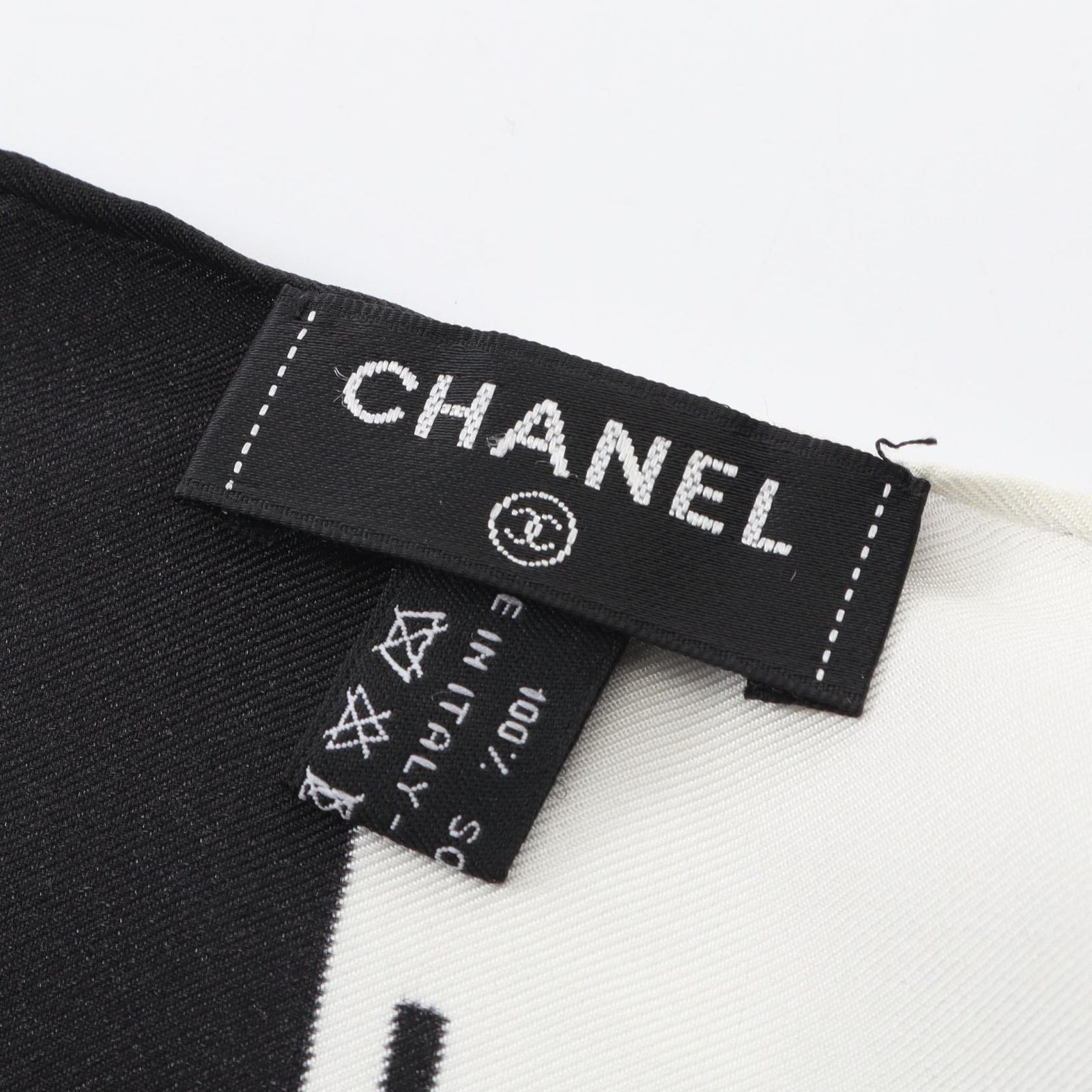 シャネル CHANEL スカーフ ココマーク ブラック/ホワイト シルク