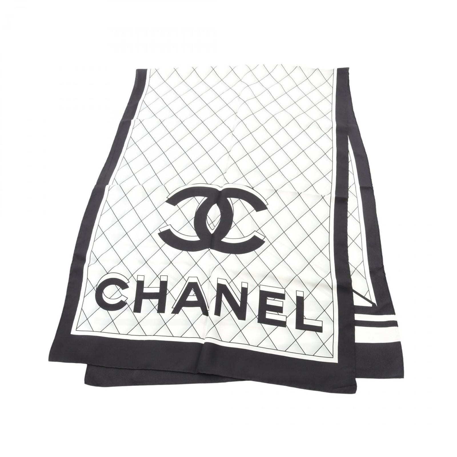 シャネル CHANEL スカーフ ココマーク ブラック/ホワイト シルク