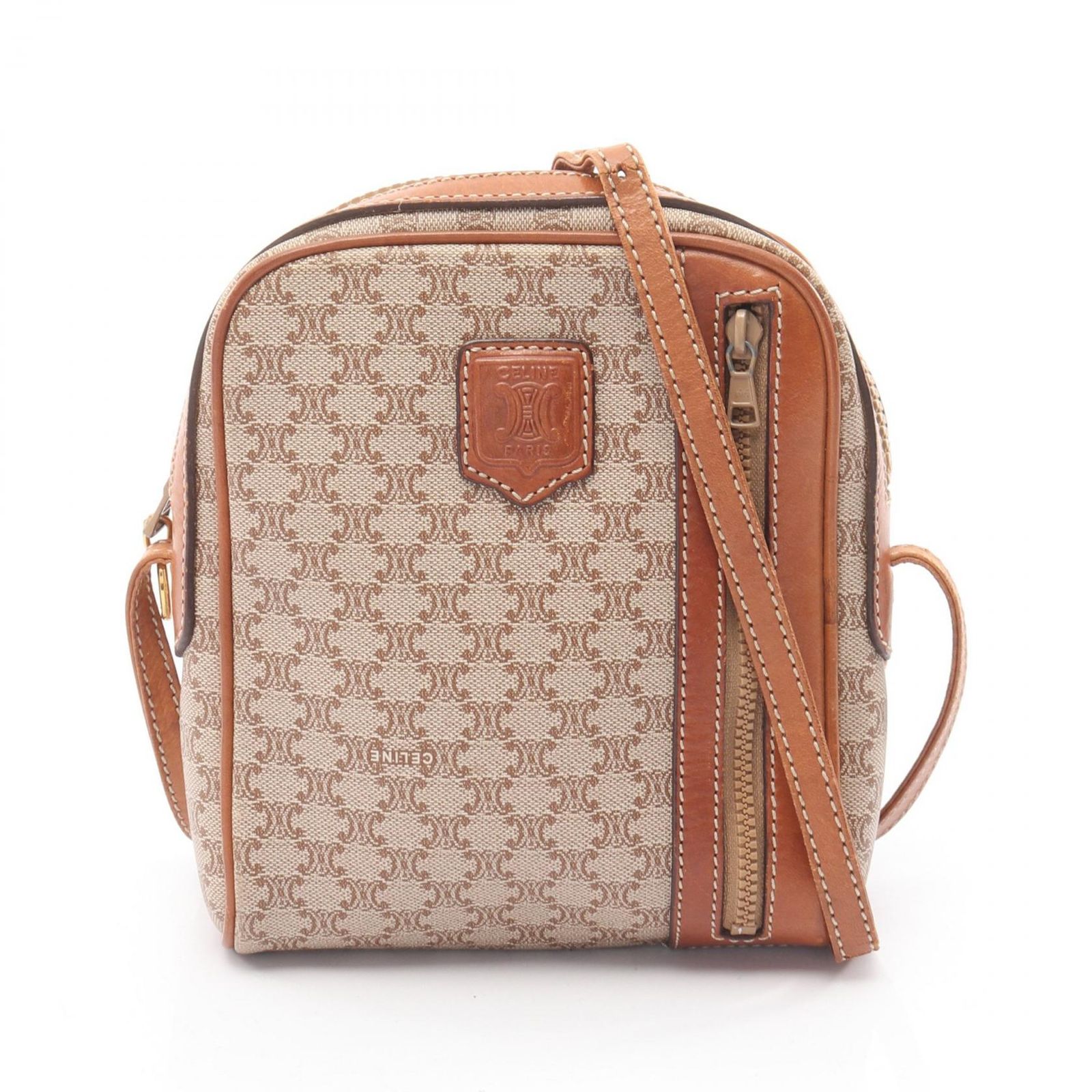 セリーヌ CELINE ショルダーバッグ マカダム ベージュ/ブラウン PVC