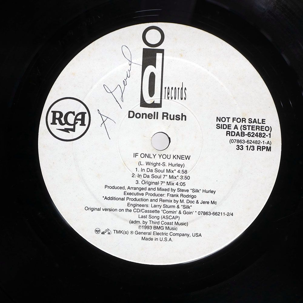 米 プロモ US盤 DONNELL RUSH/IF ONLY YOU KNEW/RCA RDAB624821 12