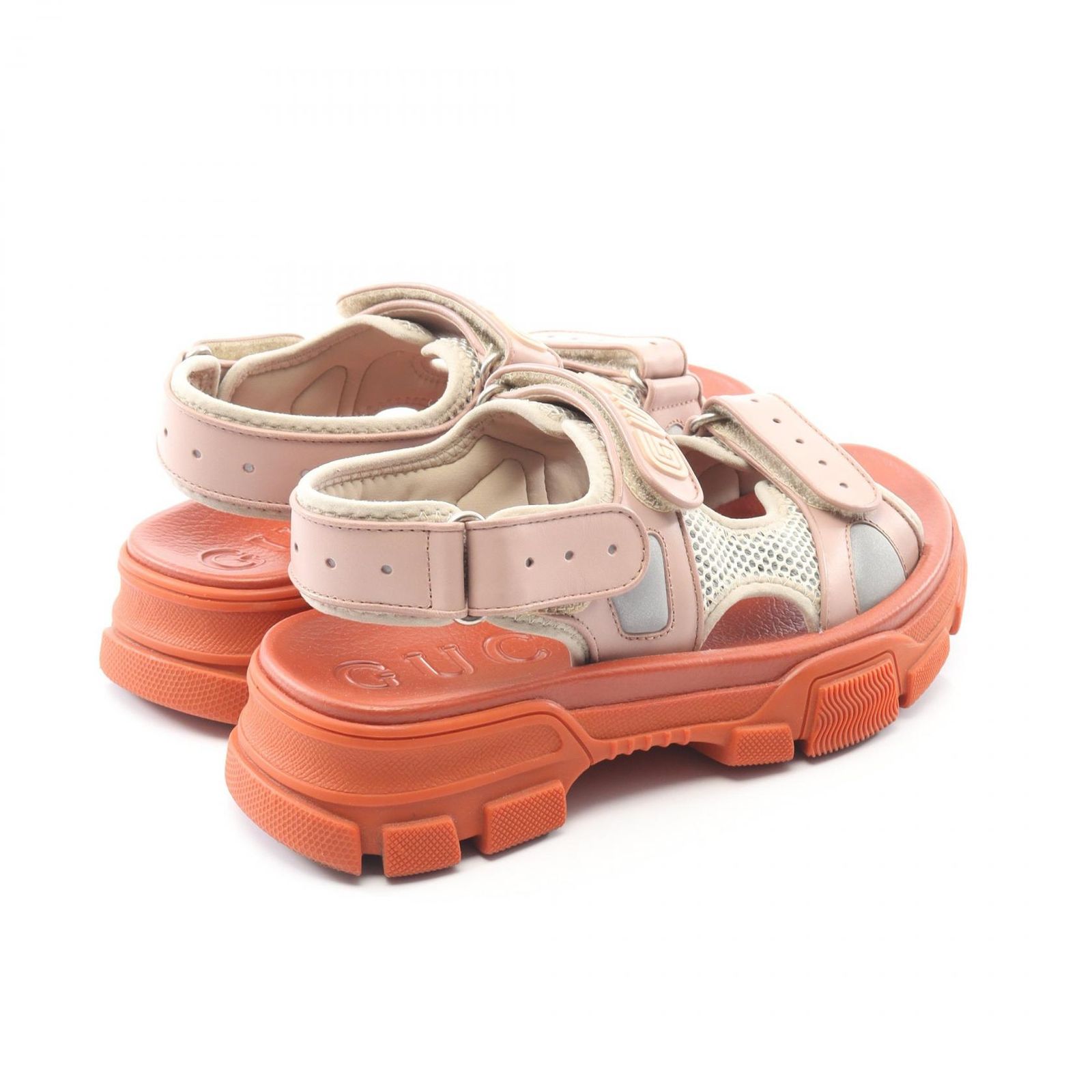 グッチ GUCCI サンダル ピンク/オレンジ レザー サンダル レディース