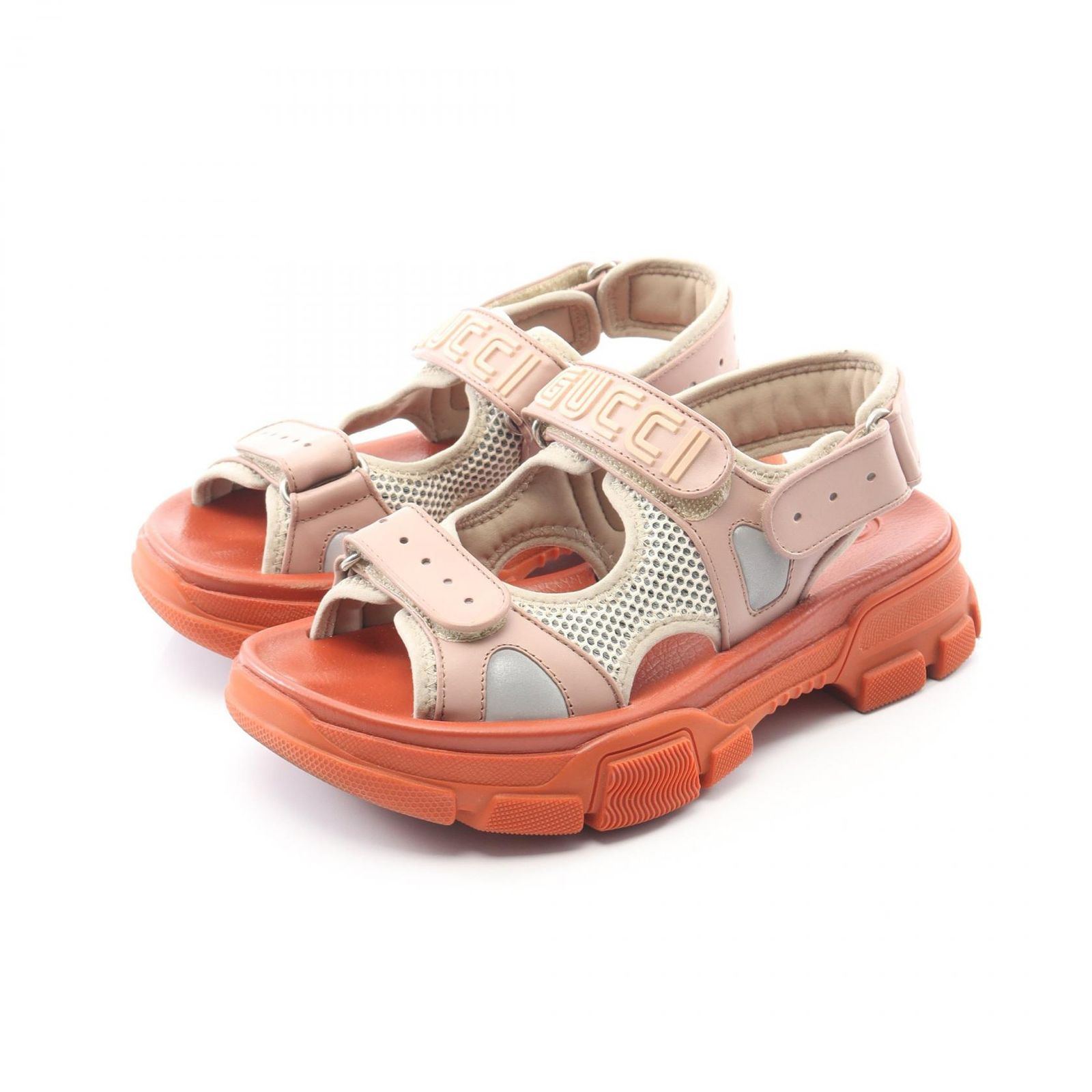 グッチ GUCCI サンダル ピンク/オレンジ レザー サンダル レディース