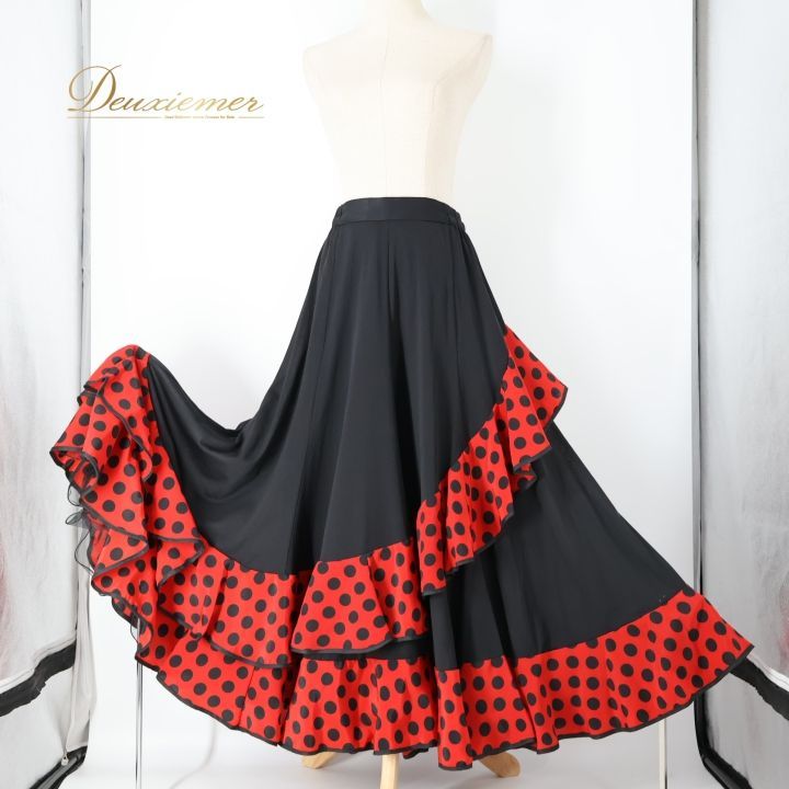 フラメンコ 衣装 ファルダ スカート ブラック系 プリマブティック