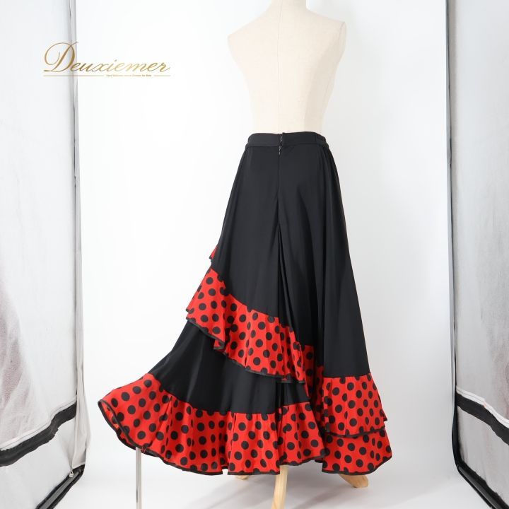 フラメンコ 衣装 ファルダ スカート ブラック系 プリマブティック