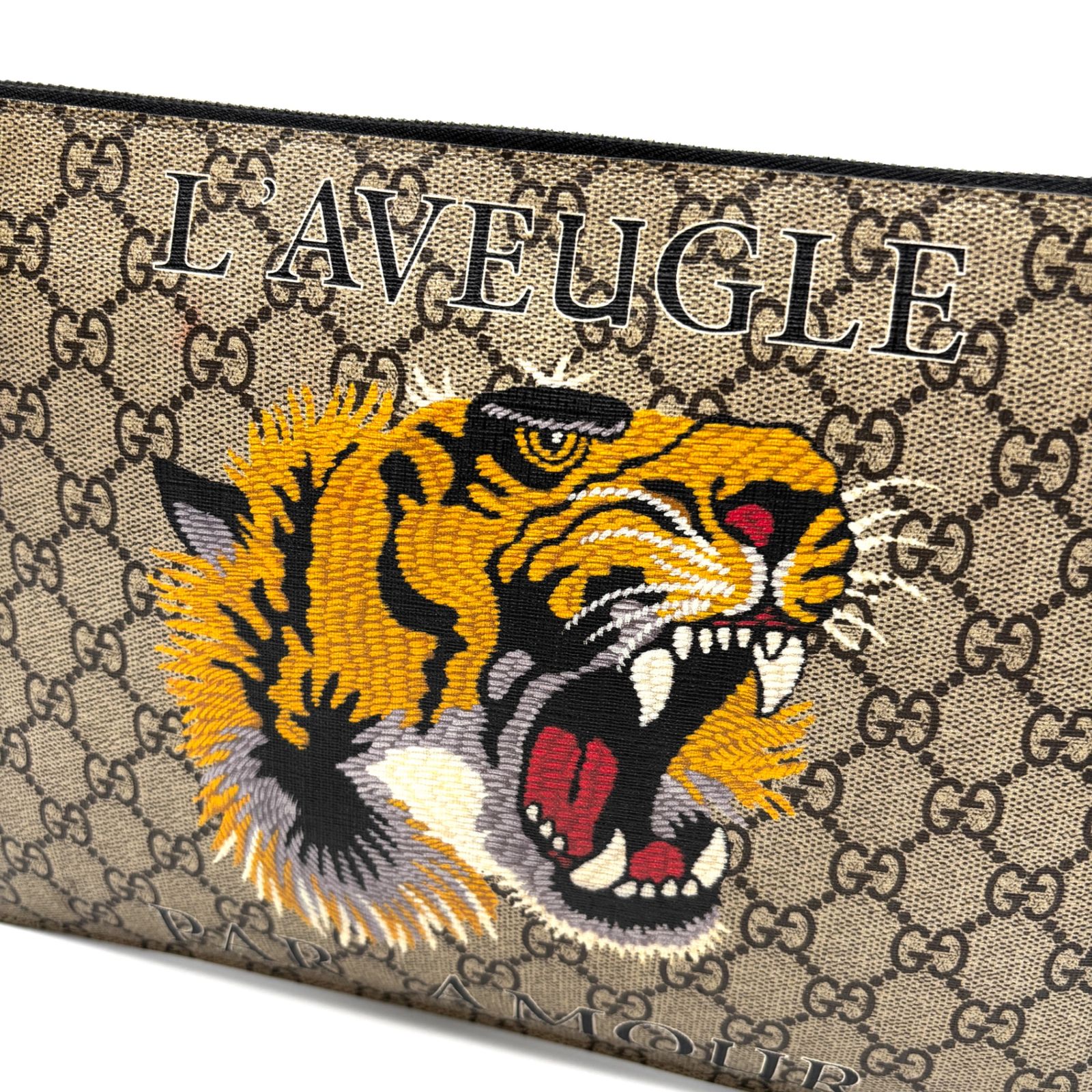正規品 GUCCI グッチ クラッチバッグ GGスプリーム タイガー 虎 473904