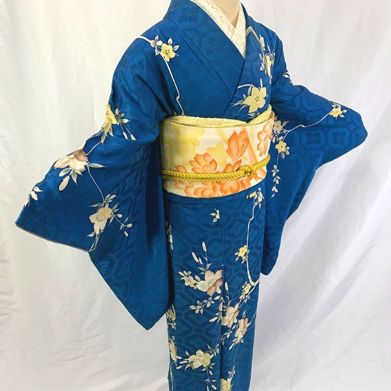 602aa23◇アンティーク着物 艶やか 枝花 レトロモダン 大正ロマン 昭和