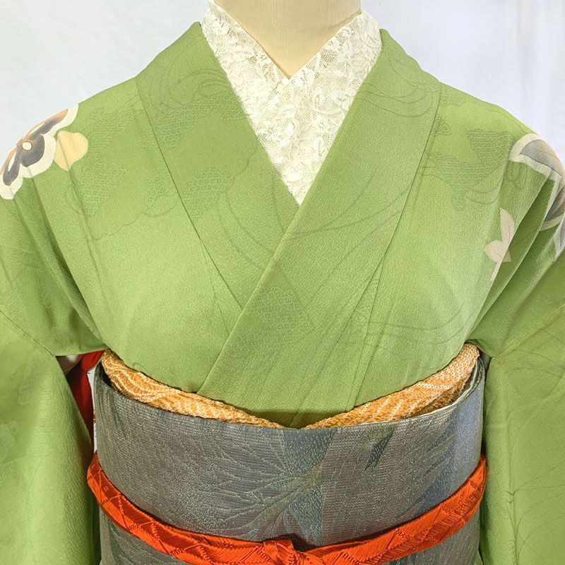 602aa21◇アンティーク着物 花車 童子 金糸 トロモダン 大正ロマン