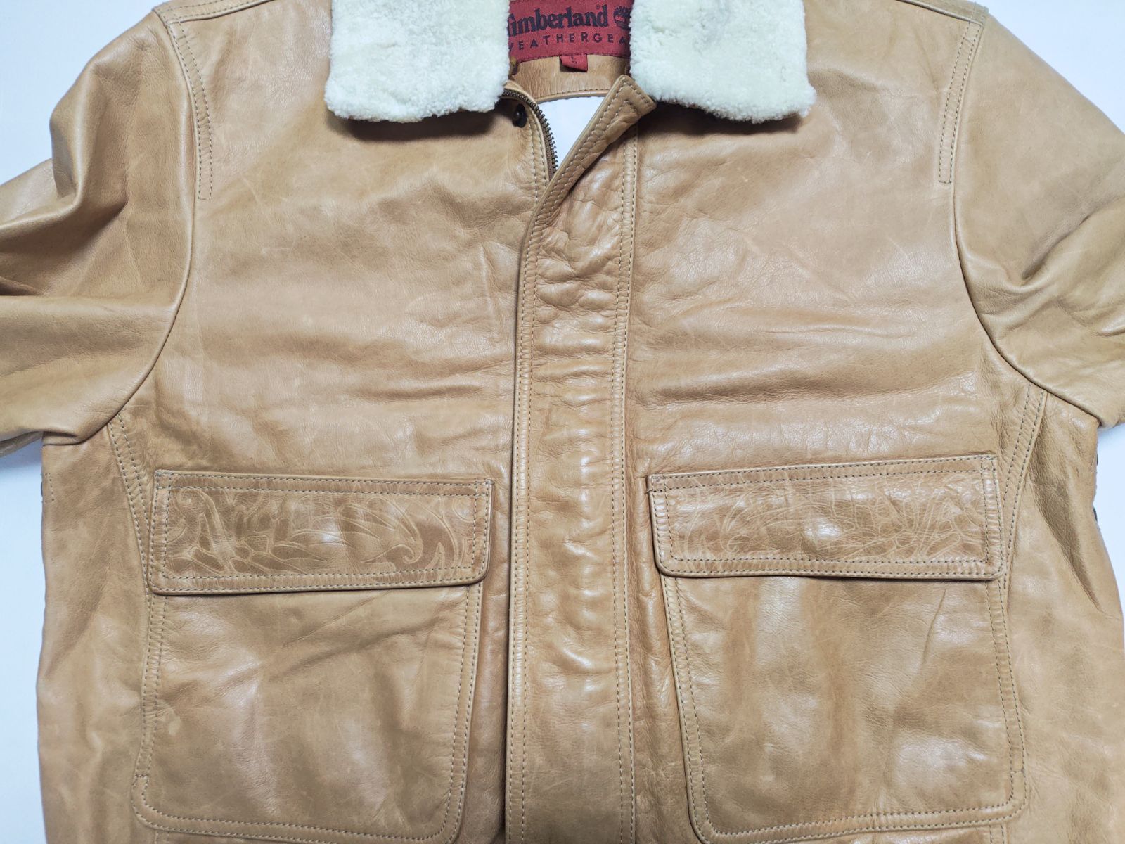 00s ティンバーランド Timberland レザージャケット G-1タイプ 襟ボア