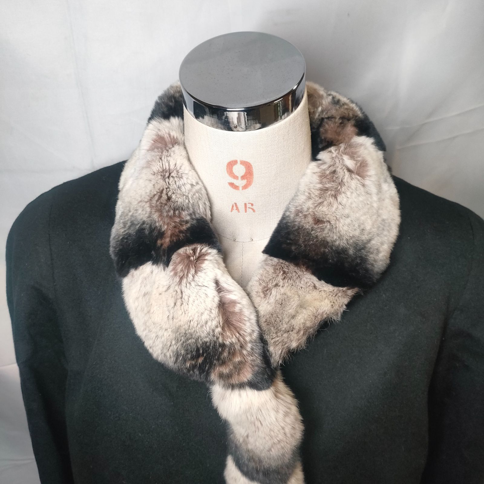 美品 MASABARDO カシミヤ100% レッキス ファー コート ベルト付き 美品】カシミヤ100% ロング コート レッキス ファー 黒 ブラック M