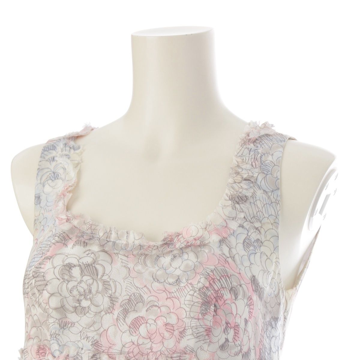 CHANEL シャネル カメリア ココマーク ワンピース ノースリーブ シルク シャネル シルク カメリア ココマーク ノースリーブ ワンピース P37791