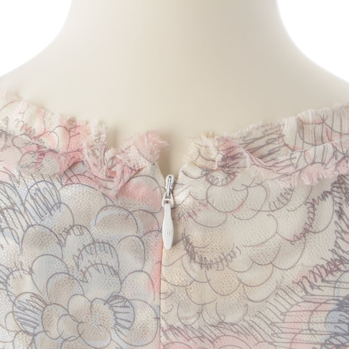 シャネル シルク カメリア ココマーク ノースリーブ ワンピース P37791