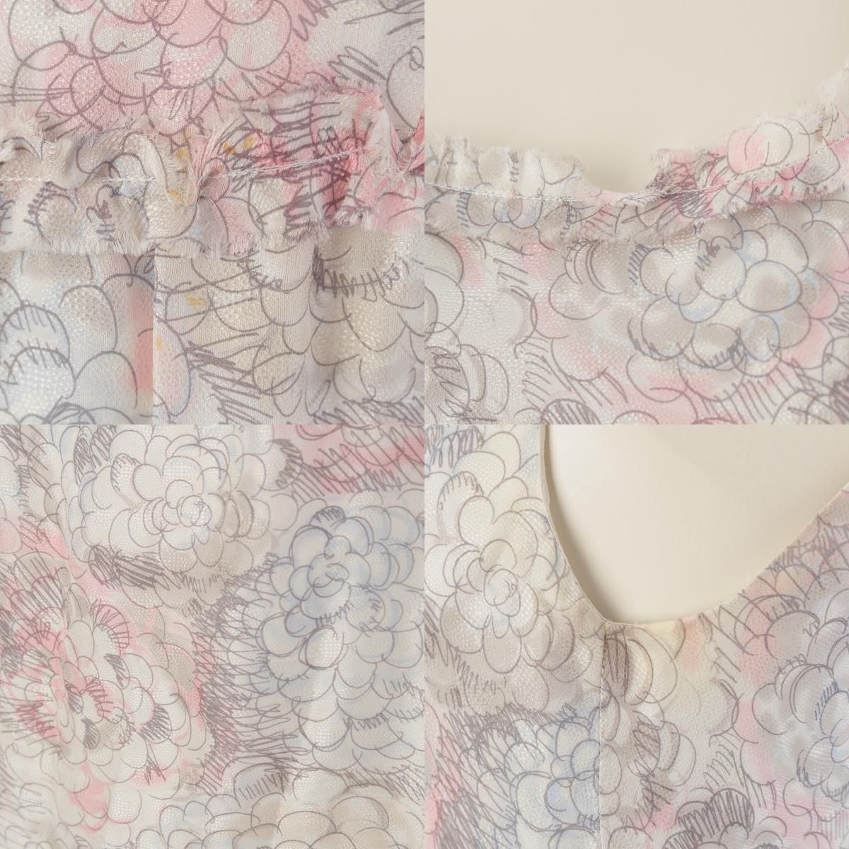 シャネル シルク カメリア ココマーク ノースリーブ ワンピース P37791