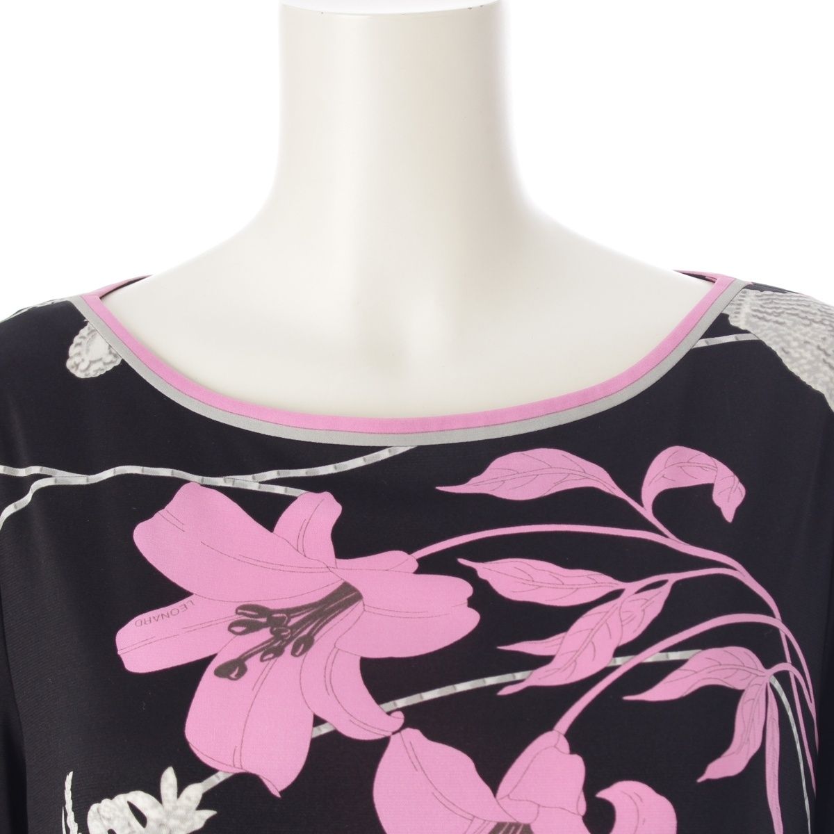 レオナール カンカン フラワー 花柄 総柄 ワンピース ドレス 0360303