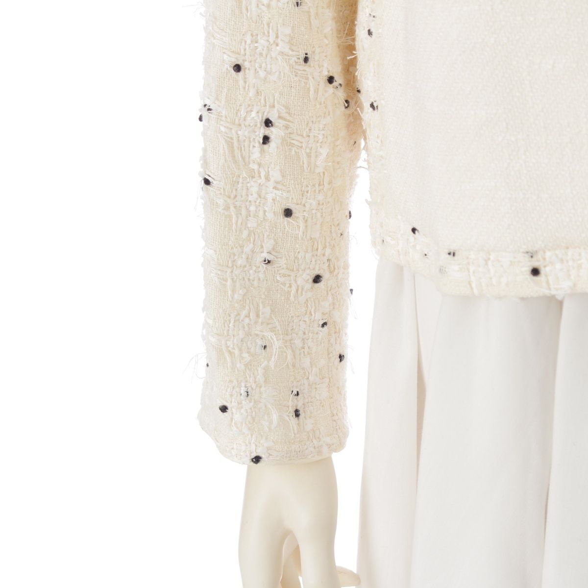 ドゥロワー コットン ツイード ドット ジップアップ ノーカラー