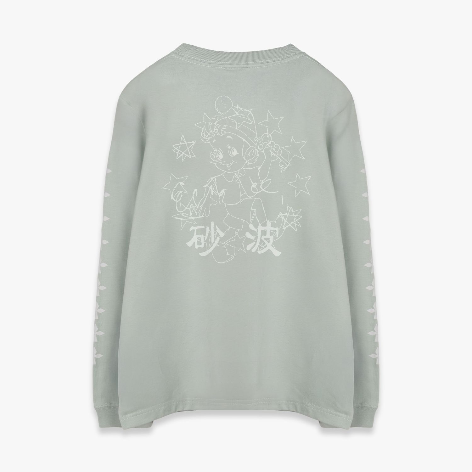 WAVE OF SAND | NICOLAS TIRABASSO PRINT LS TEE (SEAFOAM) 長袖 ロングスリーブ Tシャツ ロゴ グラフィック プリント トップス メンズ グリーン