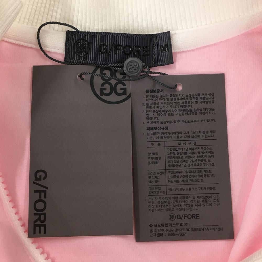 新品】ジーフォア 長袖ハイネックシャツ ピンク×白 韓国モデル ハーフ