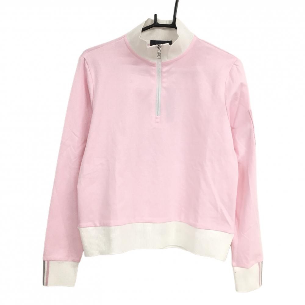 新品】ジーフォア 長袖ハイネックシャツ ピンク×白 韓国モデル ハーフ