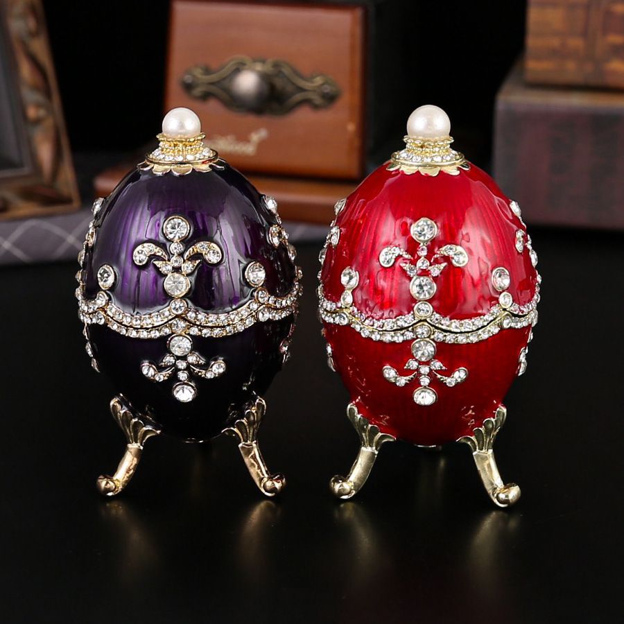 新品未使用 七宝焼工芸ミニギフト 活け卵型宝石箱 合金製ジュエリー