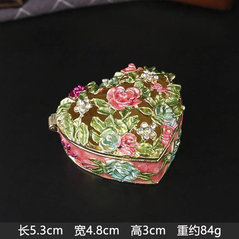 新品未使用 フランス風精巧七宝焼花柄宝石箱 ジュエリー収納ケース