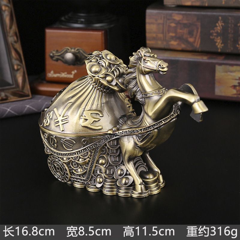 銅細工 カバの灰皿 装飾品 工芸品 美術品 置物 新品未使用 卓上灰皿 合金製金属工芸品 来客用装飾品 十二支動物型