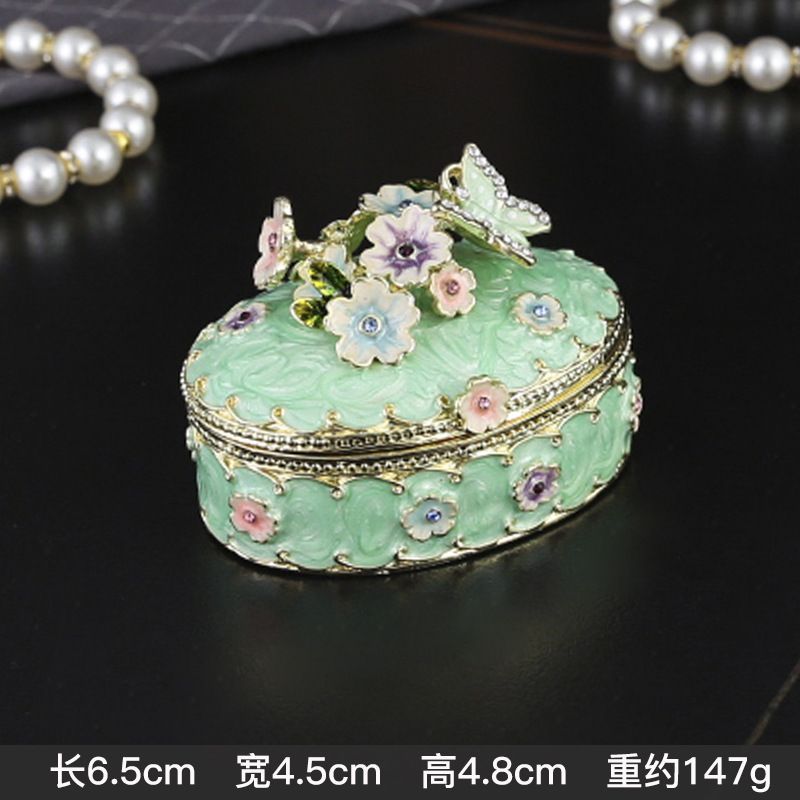 ②金工七宝 花柄宝石箱 アンティーク品 金工京七宝 花柄宝石箱