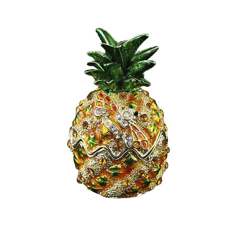 新品未使用 小サイズパイナップル柄ジュエリーボックス 金属工芸品