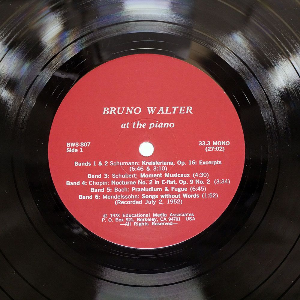 米 US盤 ブルーノワルター/BRUNO WALTER AT THE PIANO/BRUNO WALTER