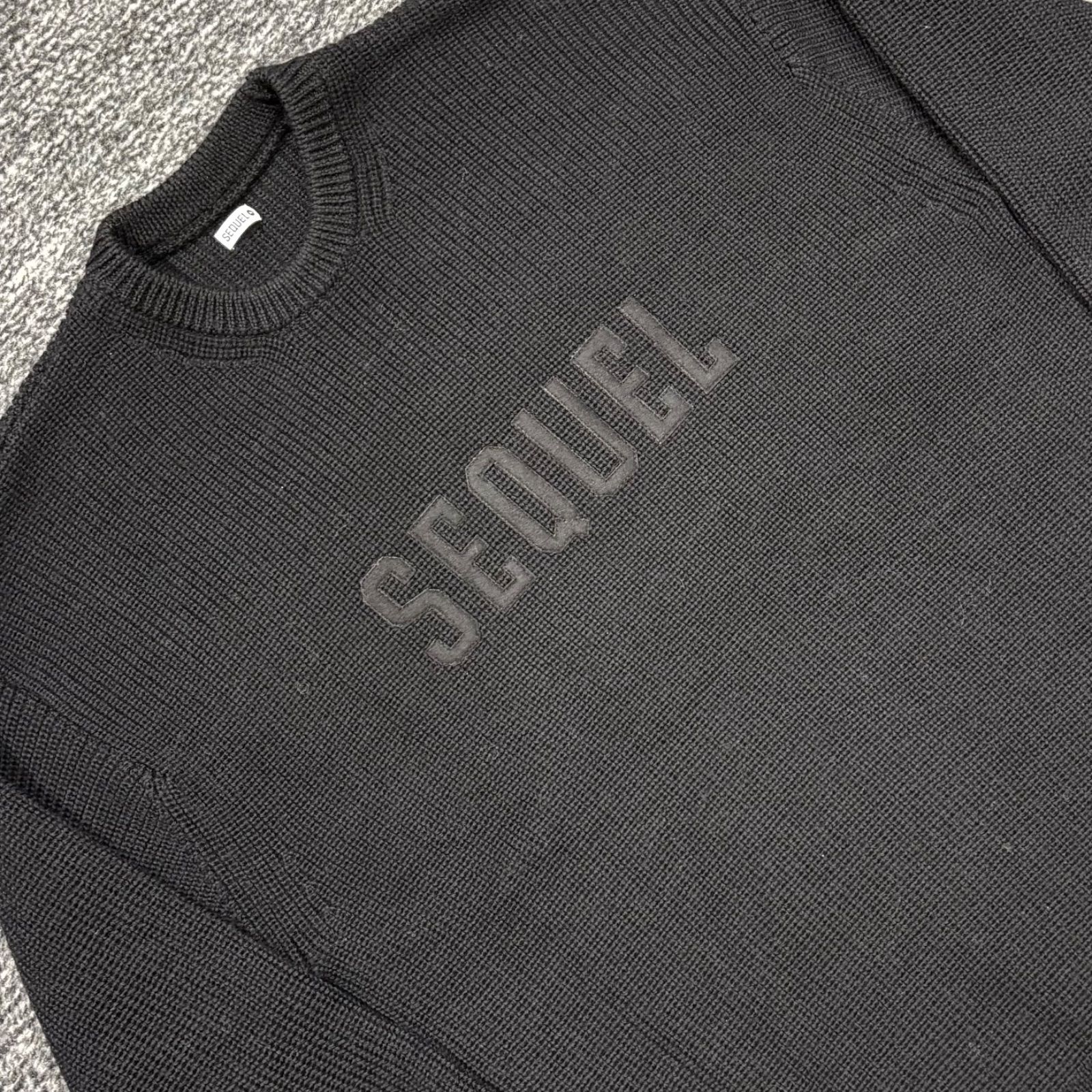 極美品 SEQUEL LOW GAUGE CREW NECK KNIT SQ-23AW-KN-04 BLACK S