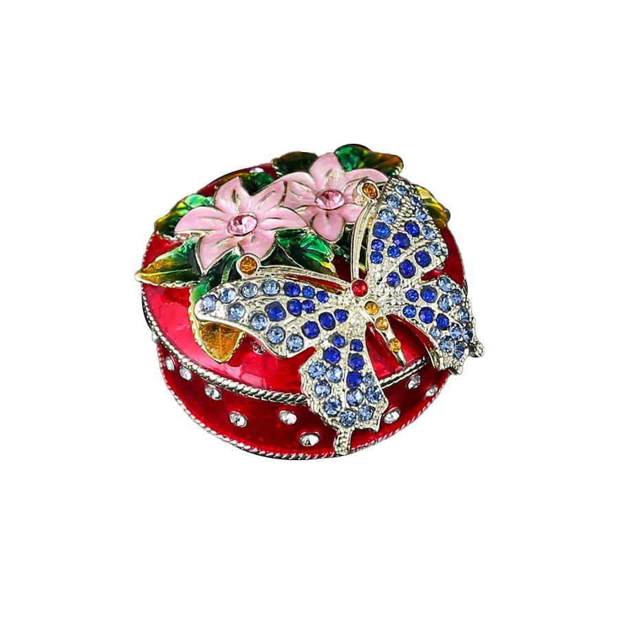 新品未使用 蝶形七宝焼ジュエリーボックス 欧風ハイクラス卓上ミニ小物