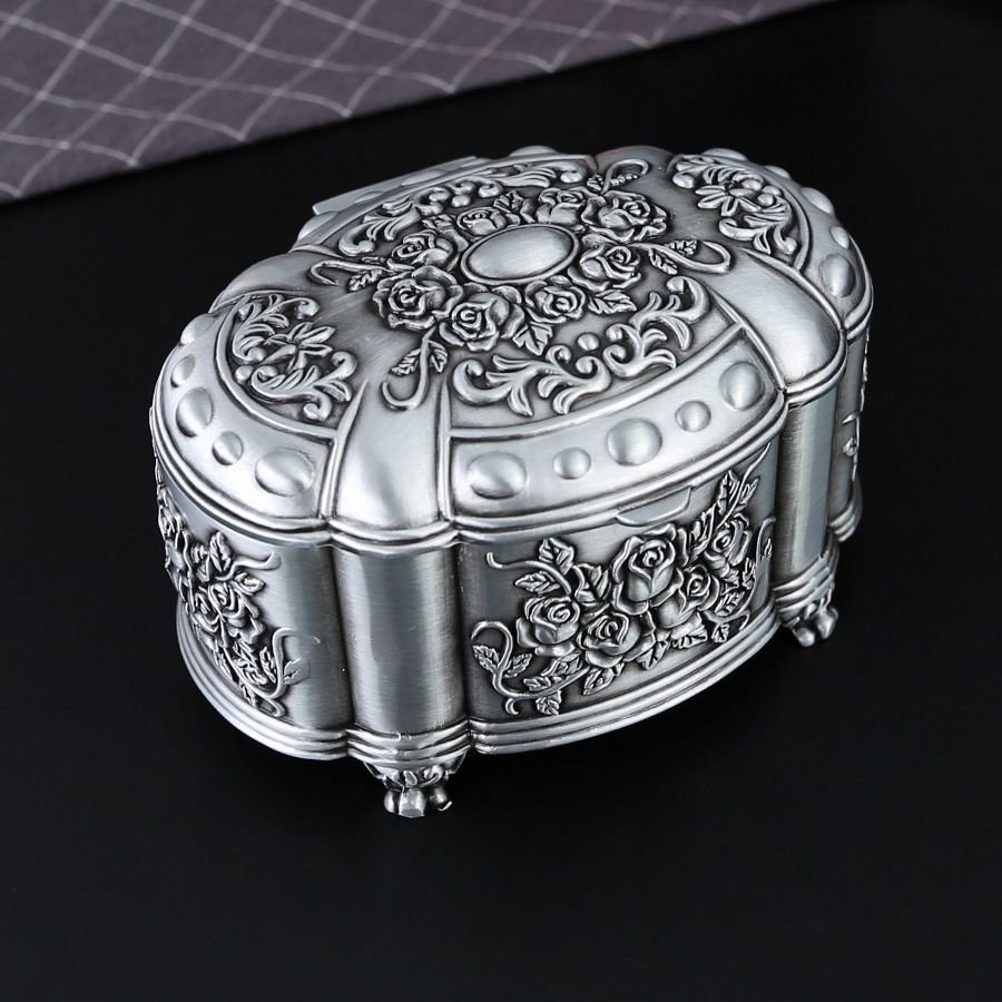 新品未使用 金属工芸バラ柄ジュエリーボックス 欧風プリンセス風宝石箱