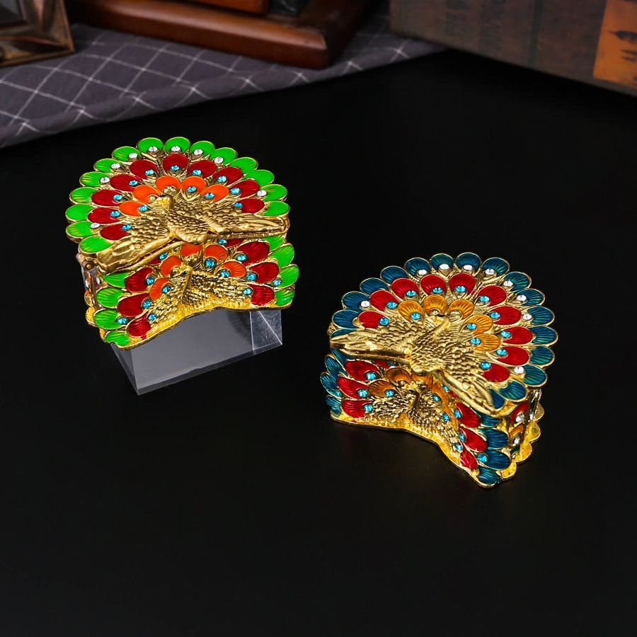 新品未使用 孔雀型ジュエリーボックス ロシアンアンティーク孔雀屏風型